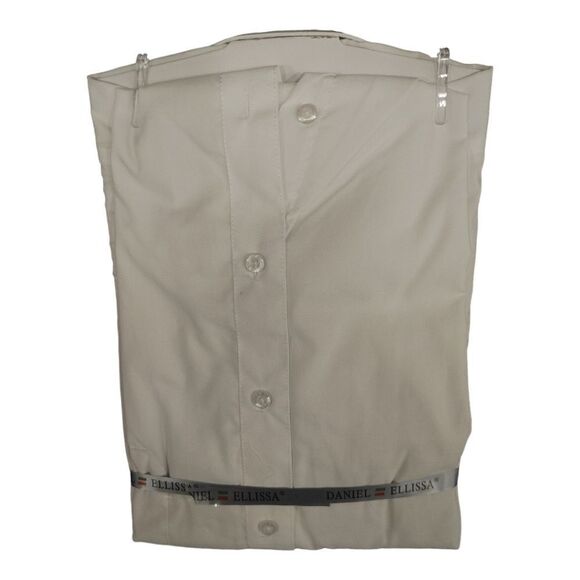 MEN'S BASIC FULL CUT WHITE DRESS SHIRT BY DANIEL ELLISSA DS3001. - Picture 3 of 3